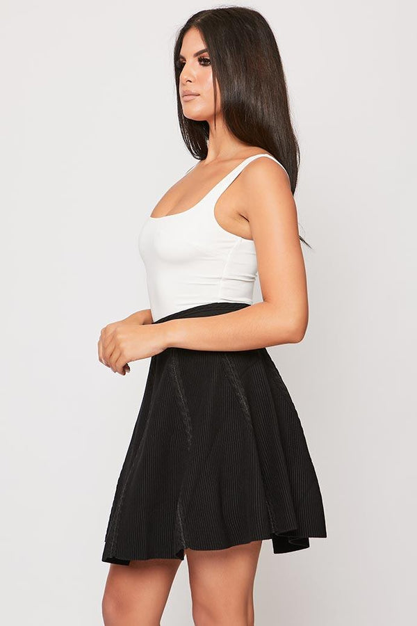 Penny - Black High Waisted Elasticated Skirt
