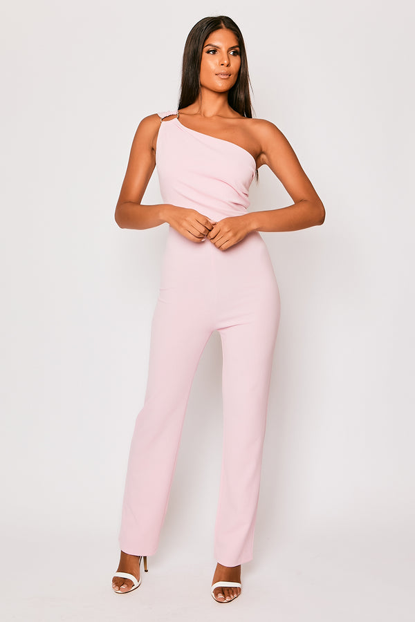 Aria - Pale Pink One Shoulder Jumpsuit