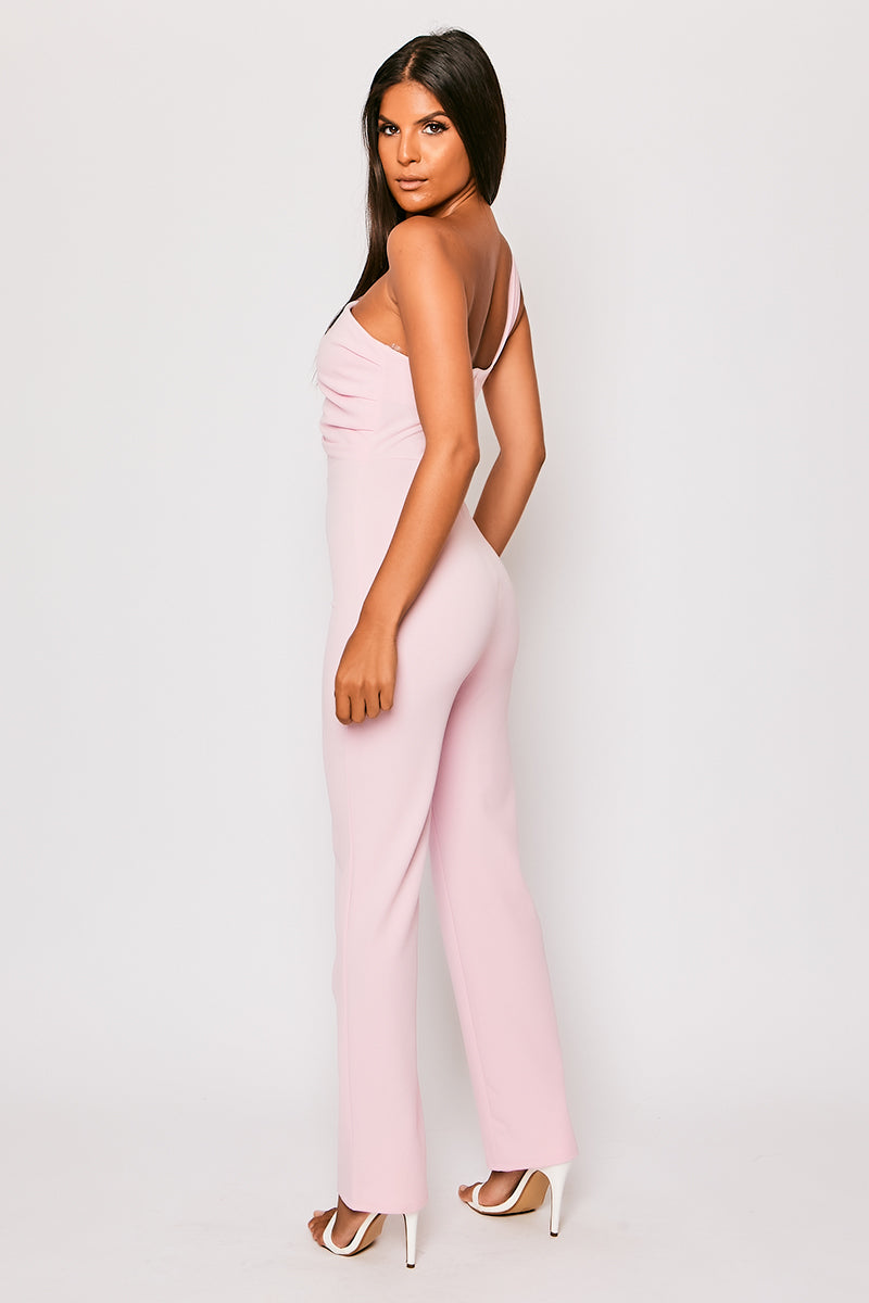 Aria - Pale Pink One Shoulder Jumpsuit