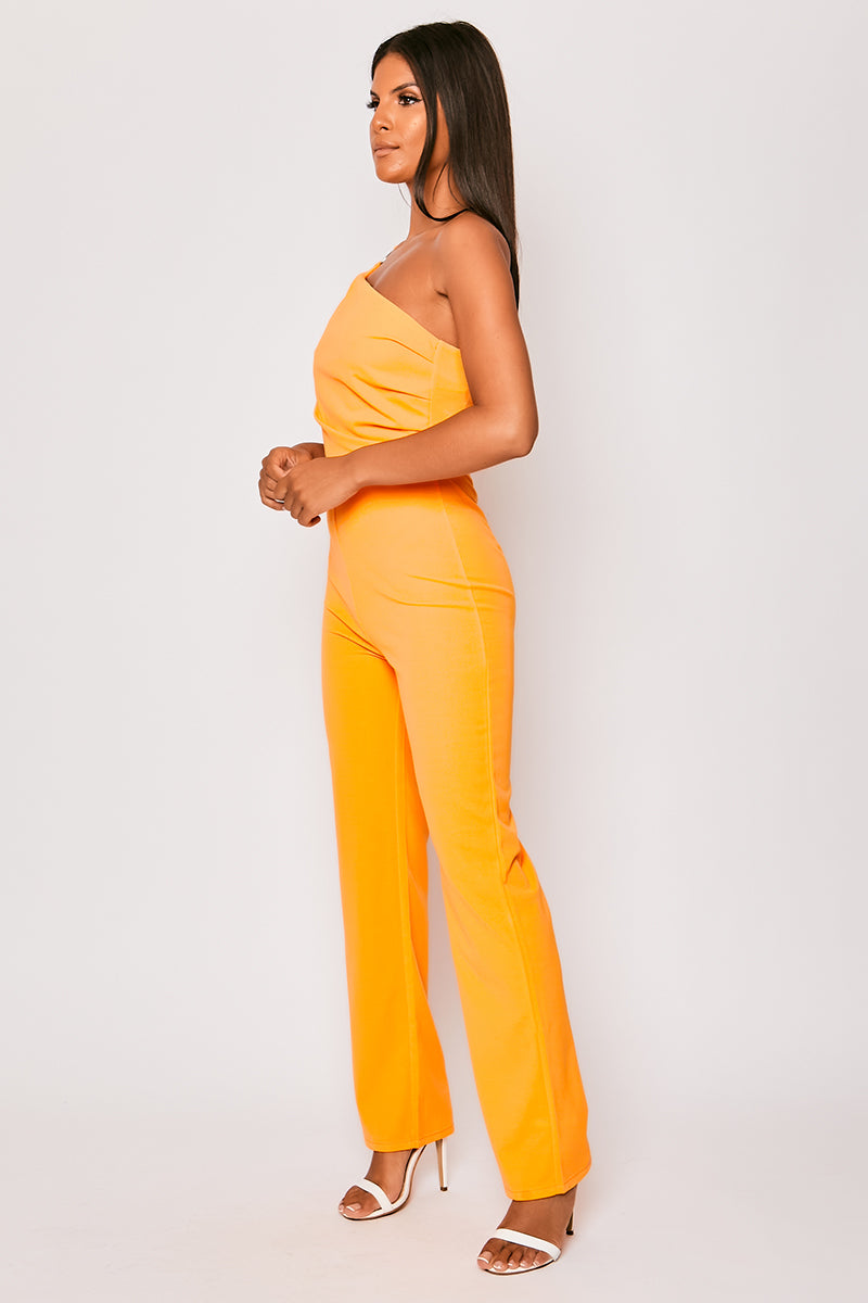 SHEIN One Shoulder Belted Wide Leg Jumpsuit | SHEIN IN