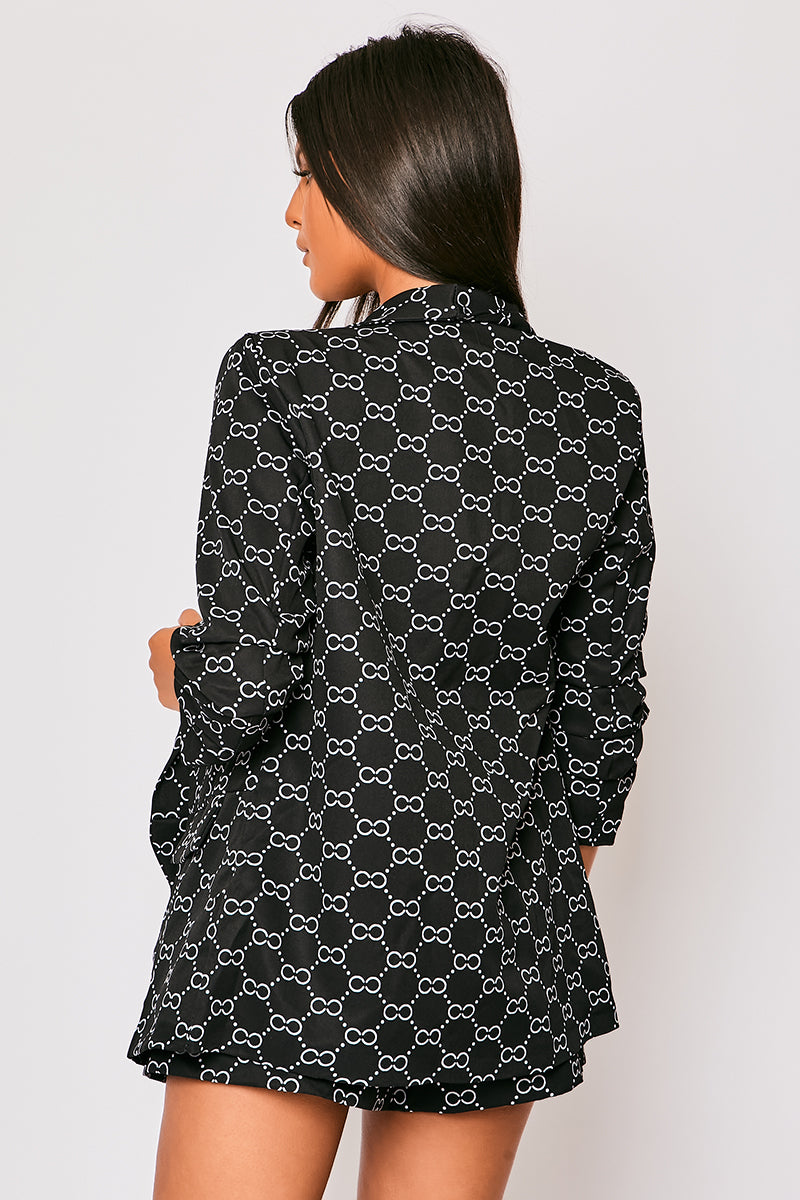 Alma - Black Monogram Blazer & Short Set