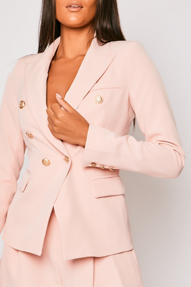 Rafal - Pale Pink Gold Button Double Breast Blazer