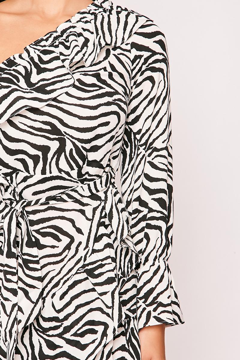 Charlie - Zebra Print One Shoulder Frill Dress