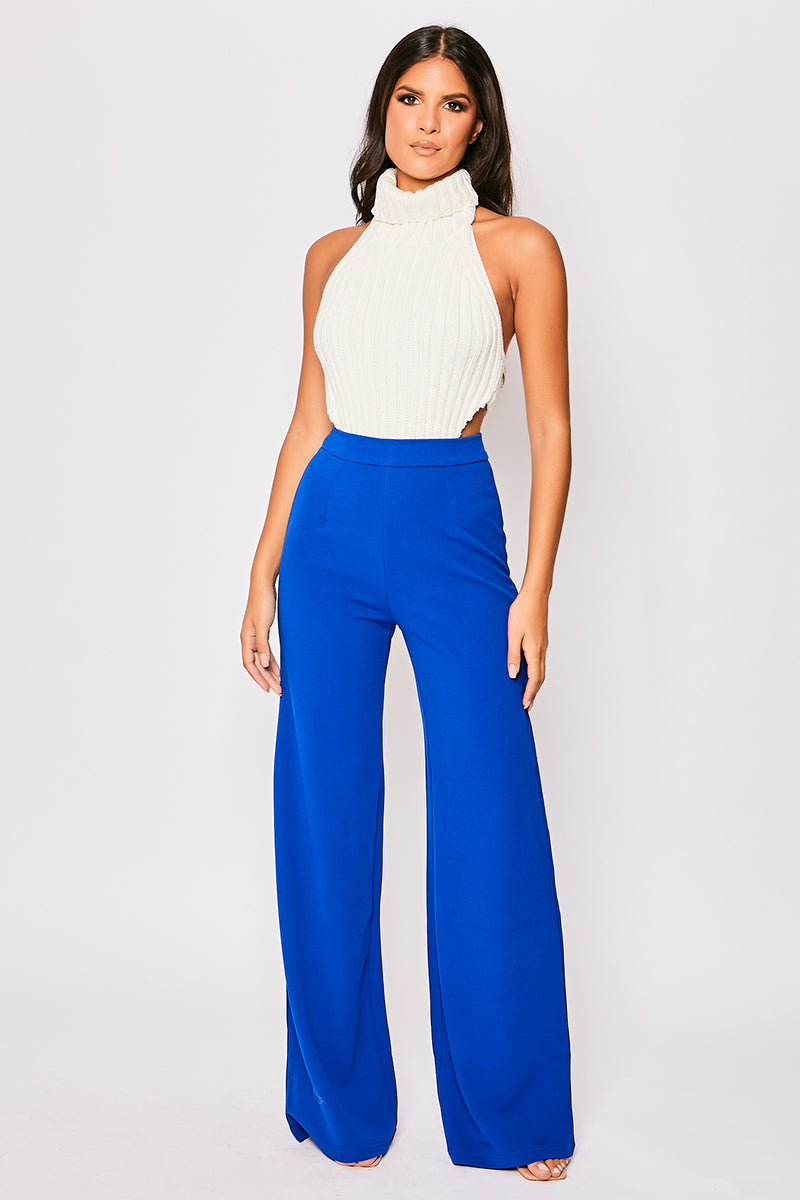 Sutton - Royal Blue High Waisted Wide Leg Trousers – Miss G Couture