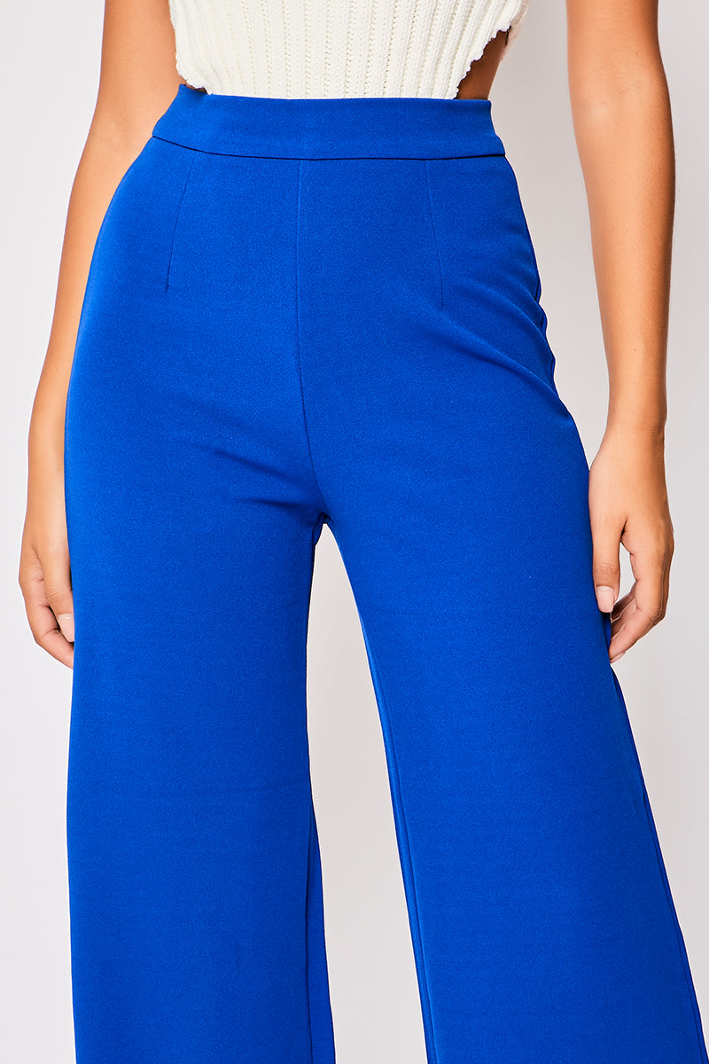 Sutton - Royal Blue High Waisted Wide Leg Trousers