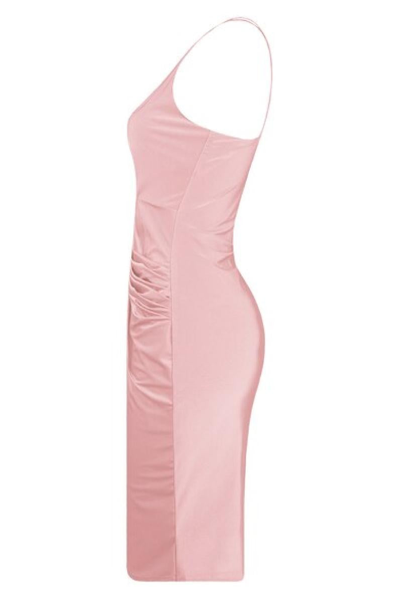 Lilith - Pink Cami Gathered Wrap Dress