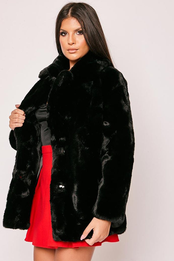 Paloma - Black Faux Fur Overcoat
