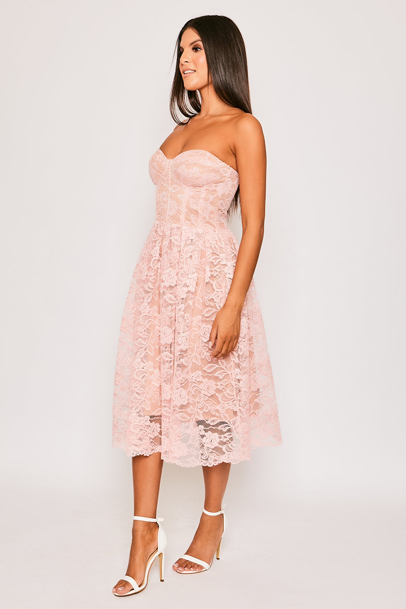 ASOS Design Satin Bandeau Bow Mini Dress in Hot Pink