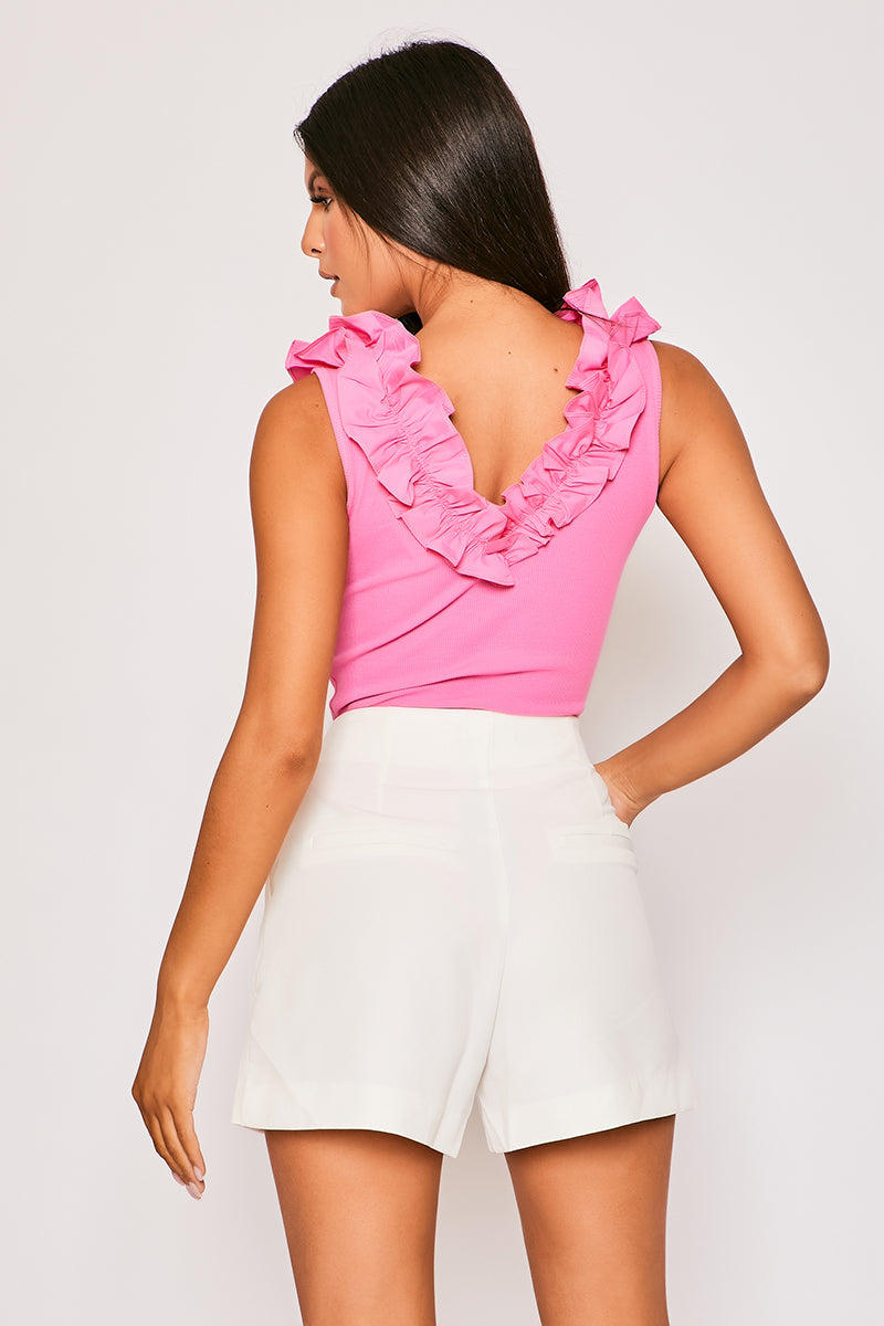 Hadlee - White Tailored High Waisted Shorts