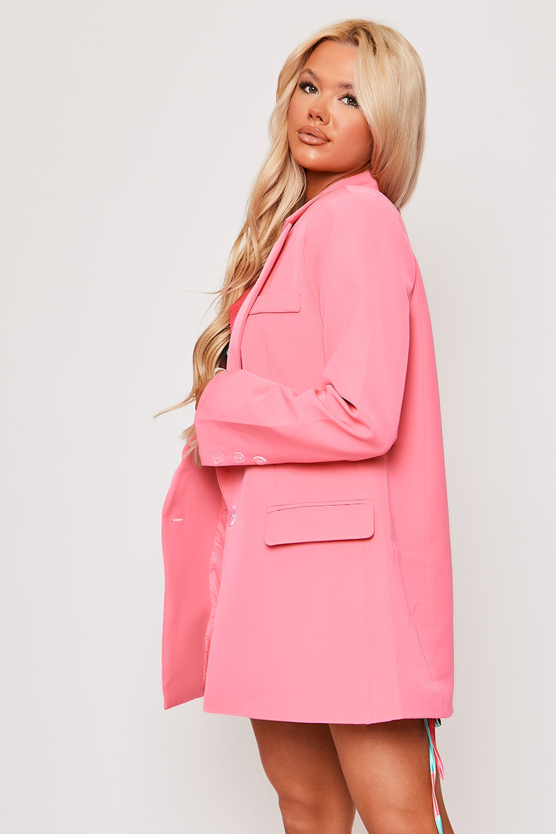Breanna - Pink Tailored Oversized Blazer
