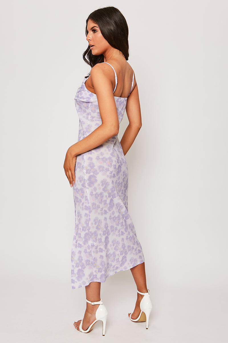 Simone - Lilac Watercolour Print Midaxi Dress