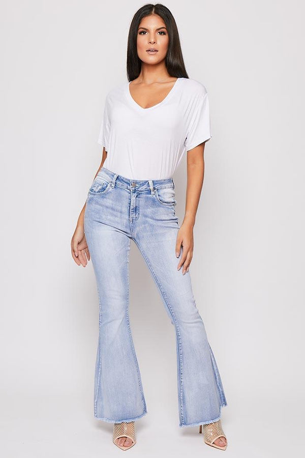 Chaise - Light Blue Denim High Waisted Flared Jeans