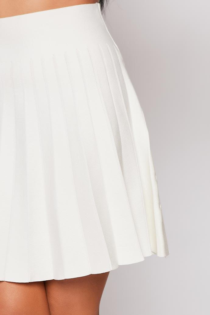 Kimberly - White Pleated High Waisted Skirt