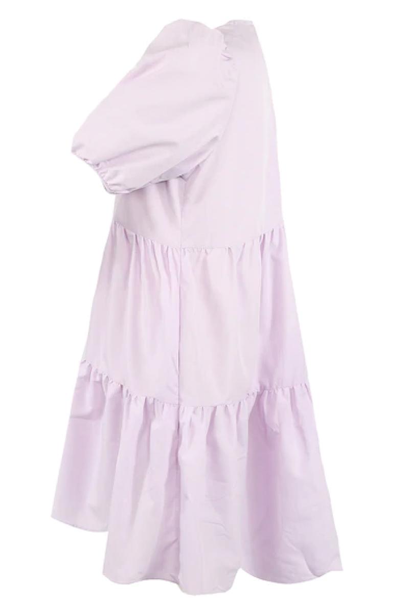 Mari - Lilac Tiered Short Sleeve Smock Dress