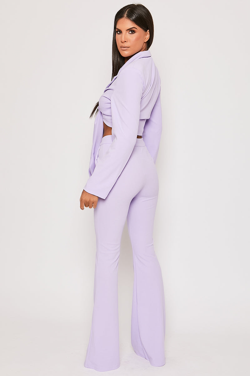Blair - Lilac Tailored Front Knotted Blazer & Bell Bottom Trouser Set