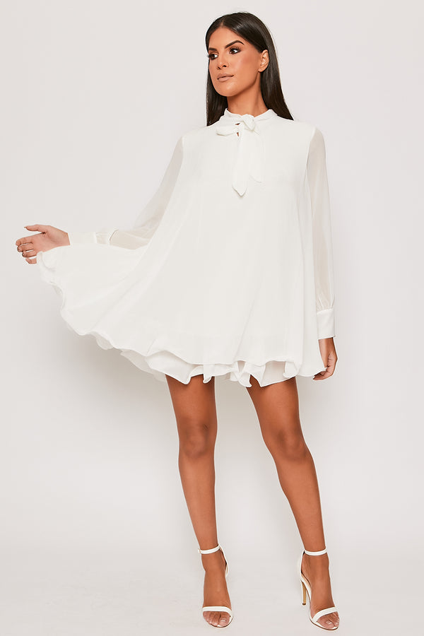 Chelsea - White Frill Hem Day Dress