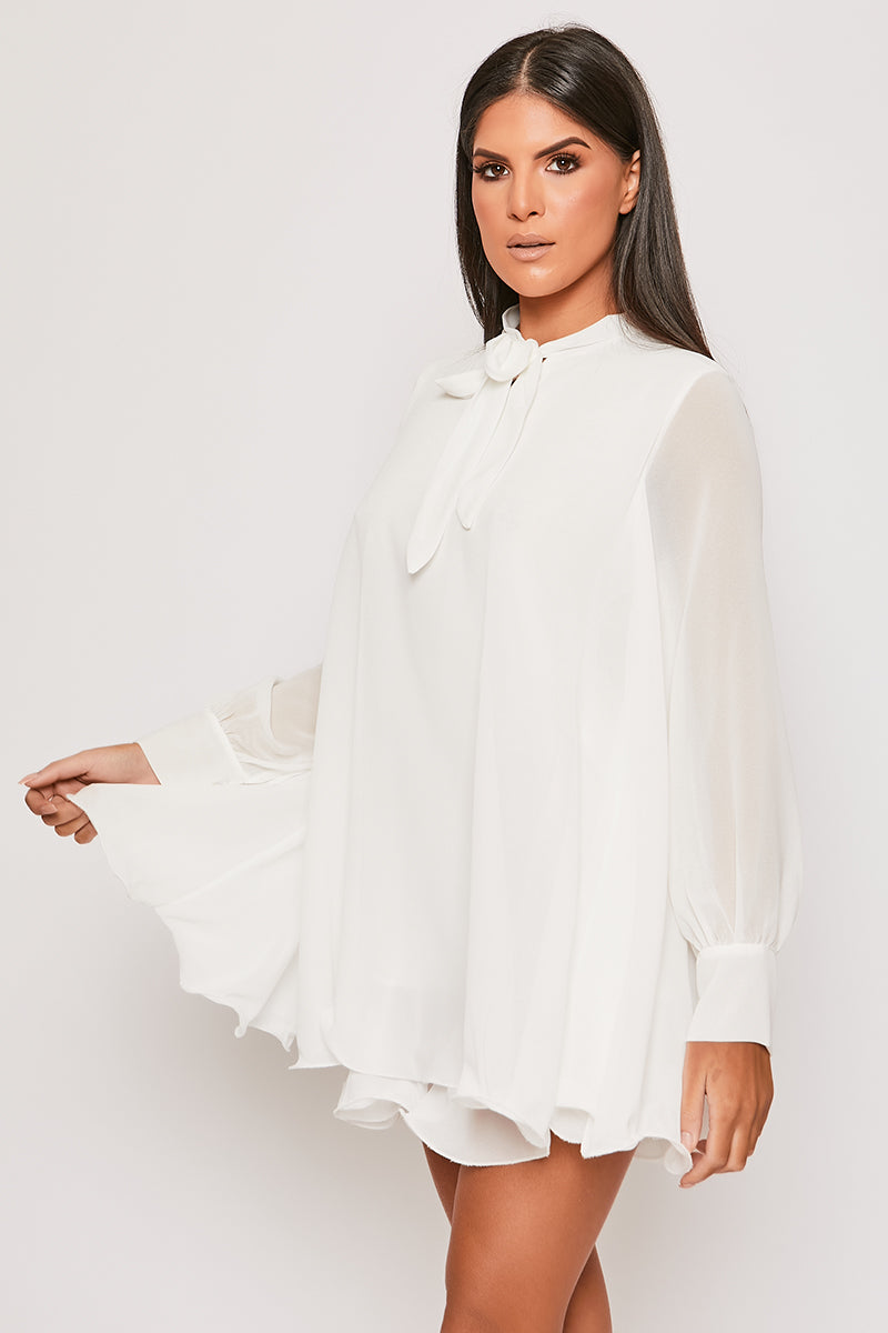 Chelsea - White Frill Hem Day Dress