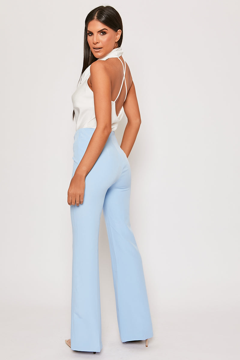 Brigitte - Blue Tailored High Waisted Flare Trousers