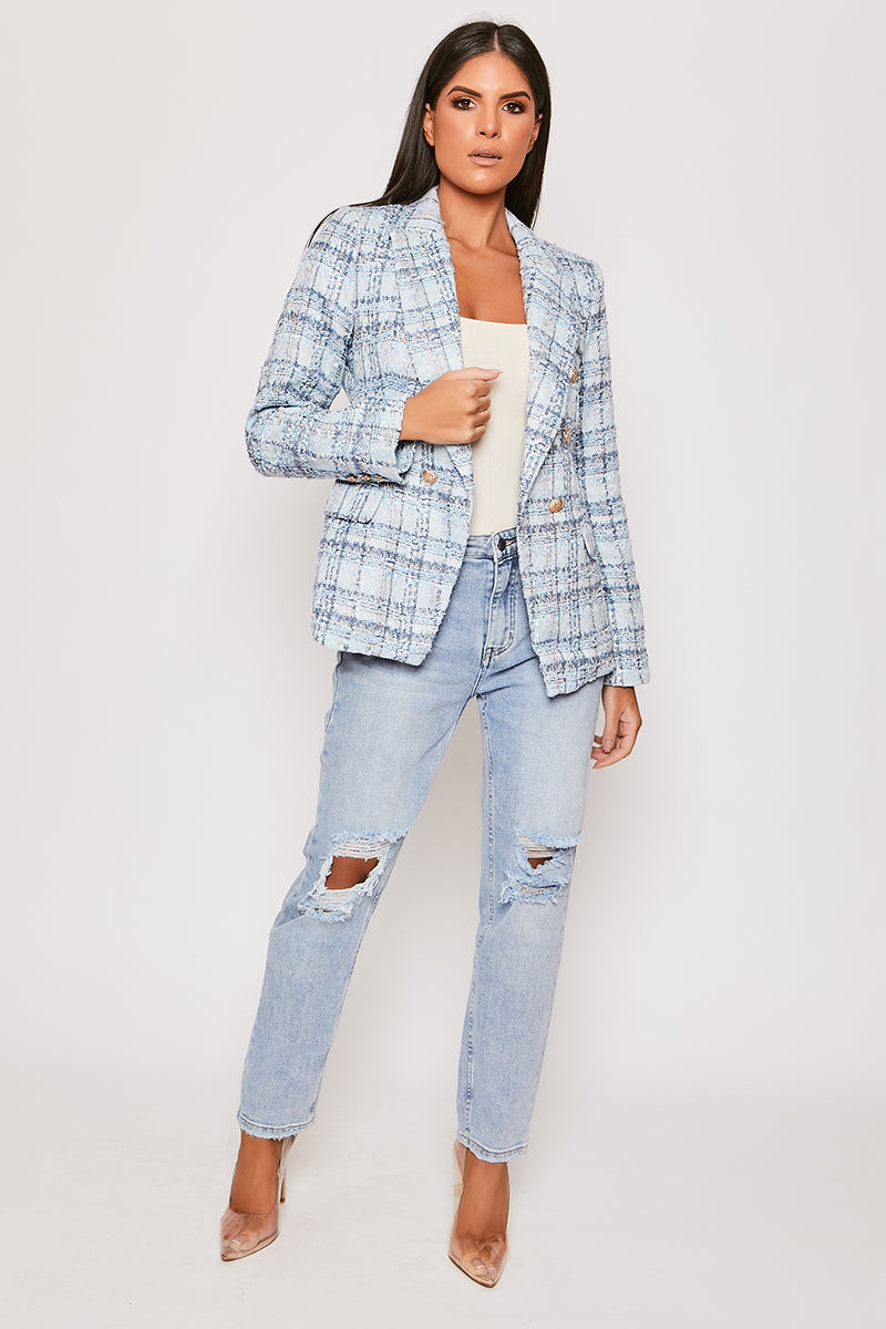 Soho  - Premium Blue Check Woven Blazer
