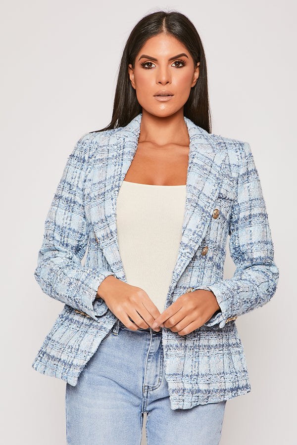 Soho  - Premium Blue Check Woven Blazer
