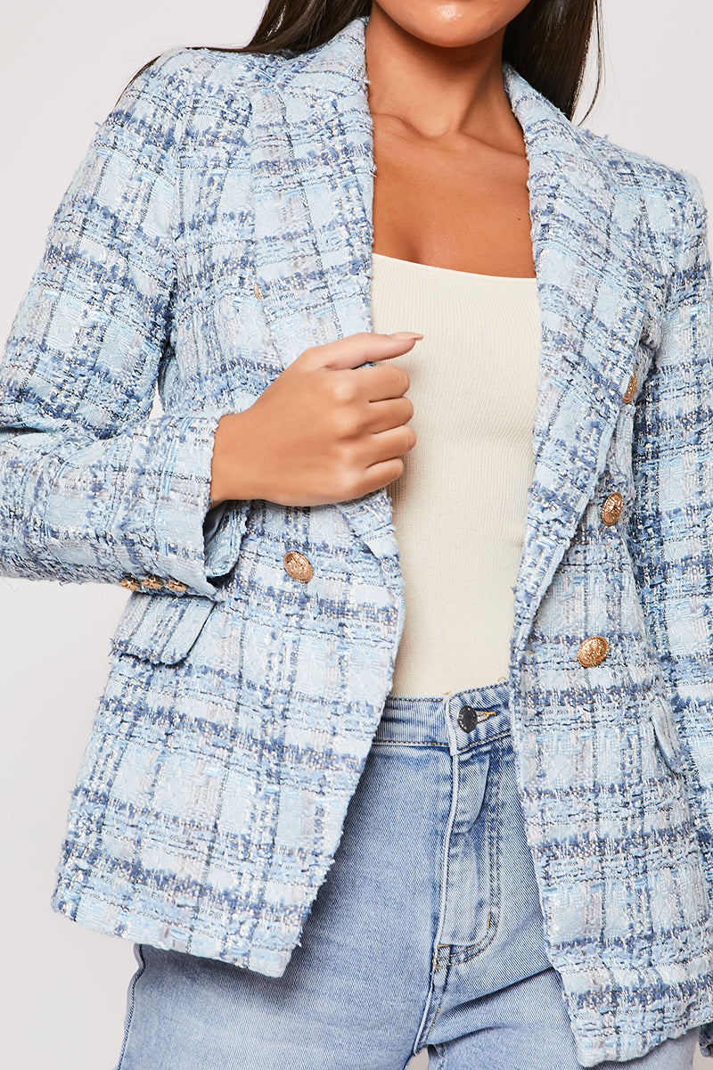 Soho  - Premium Blue Check Woven Blazer