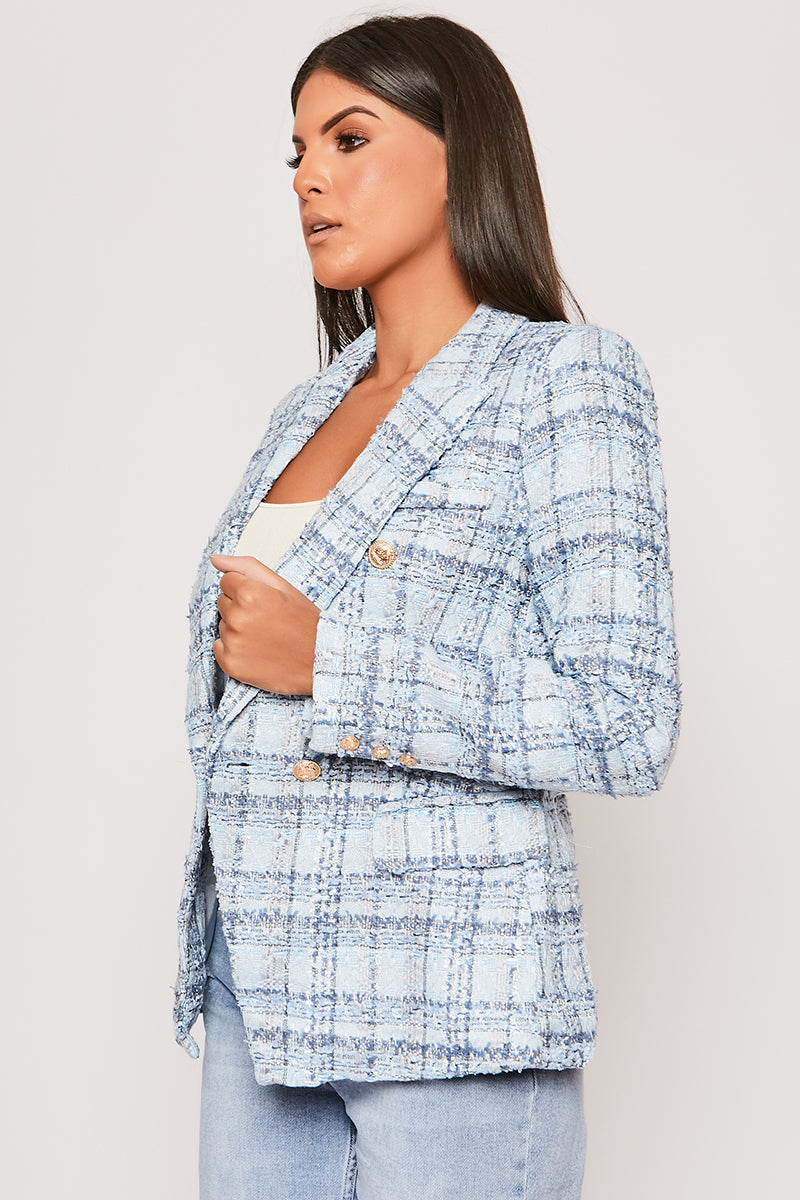Soho  - Premium Blue Check Woven Blazer