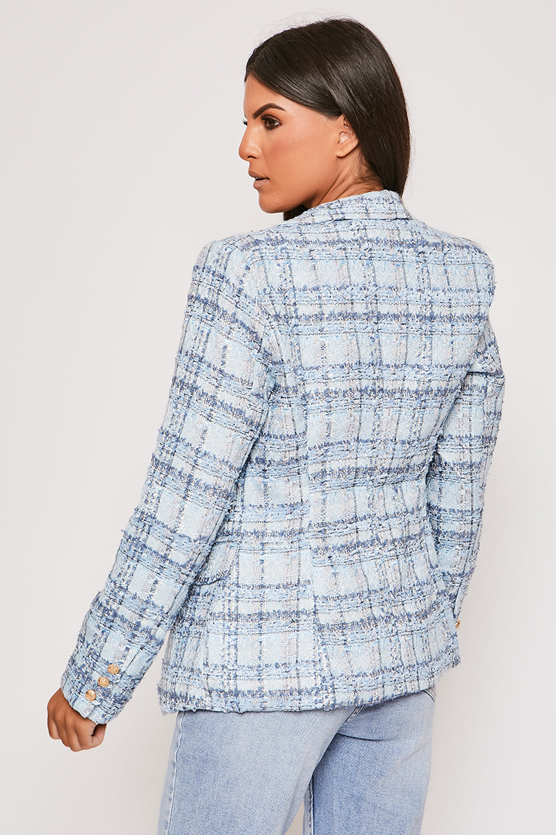 Soho  - Premium Blue Check Woven Blazer