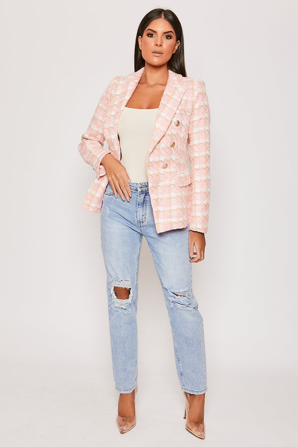 Chester - Premium Pink Check Woven Blazer