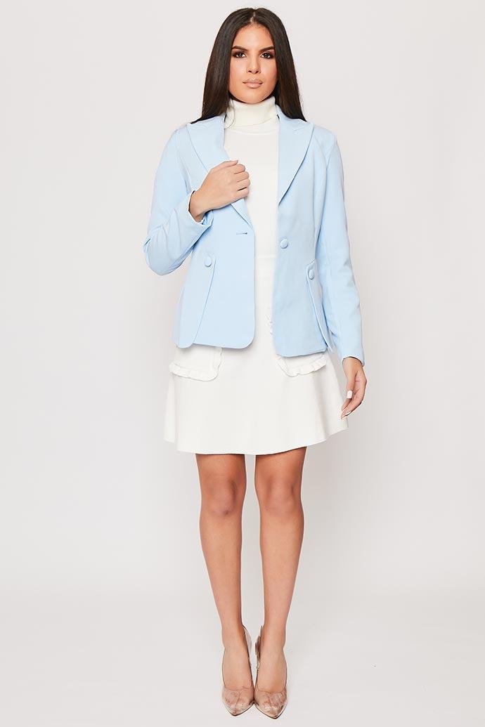 `Ellena - White Front Pocket Knitted High Waisted Skirt