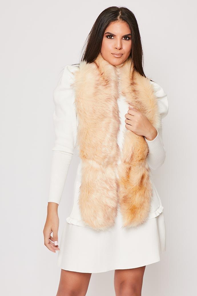 Marissa - Soft fluffy Faux Fur Stole Sand