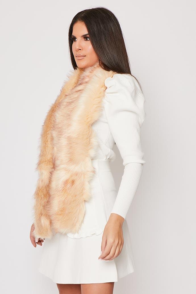 Marissa - Soft fluffy Faux Fur Stole Sand