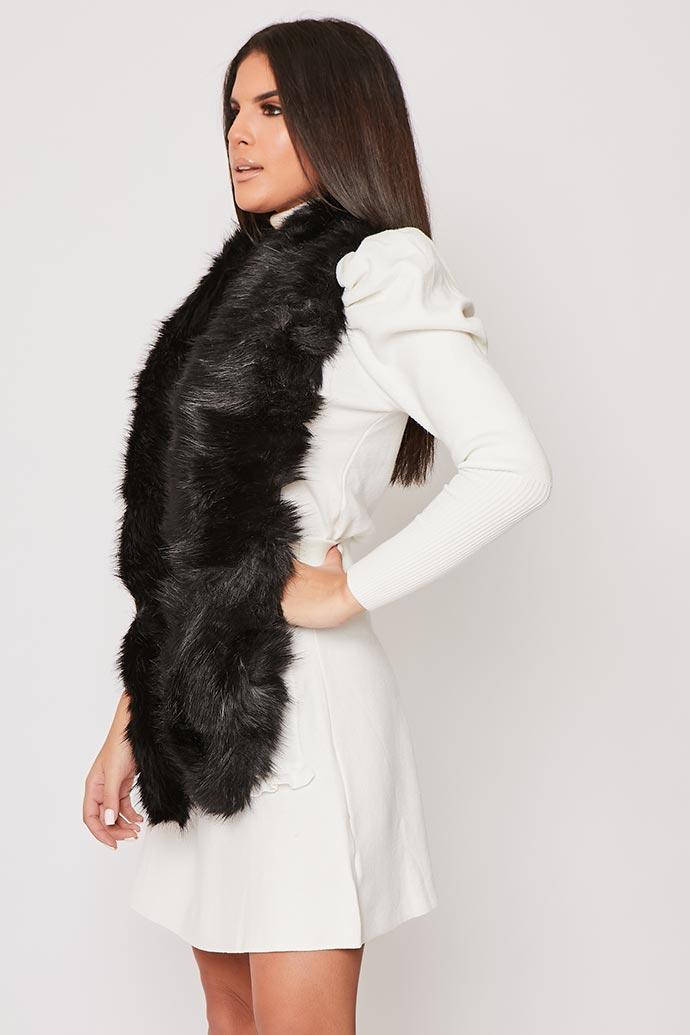 Marissa - Soft Fluffy Faux Fur Stole Black