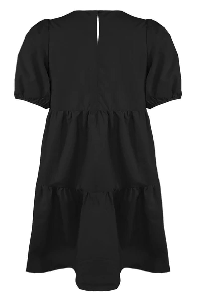 Mari - Black Tiered Short Sleeve Smock Dress