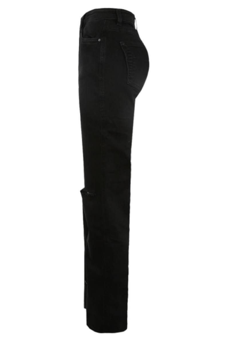 Adlee - Black Ripped Knee Mom Jeans