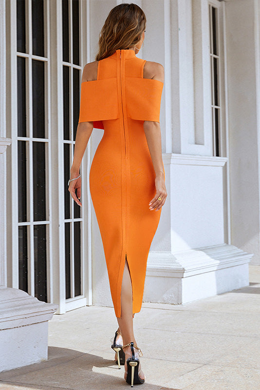 Clara - Orange Off The Shoulder Bandage Dress