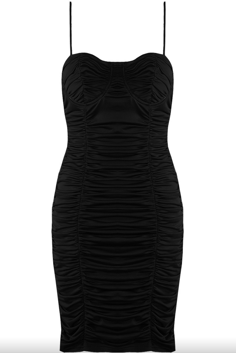 Harpa - Black Ruched Bodycon Dress