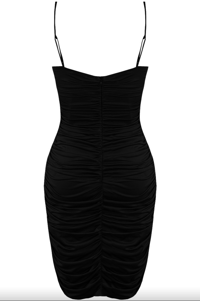 Harpa - Black Ruched Bodycon Dress