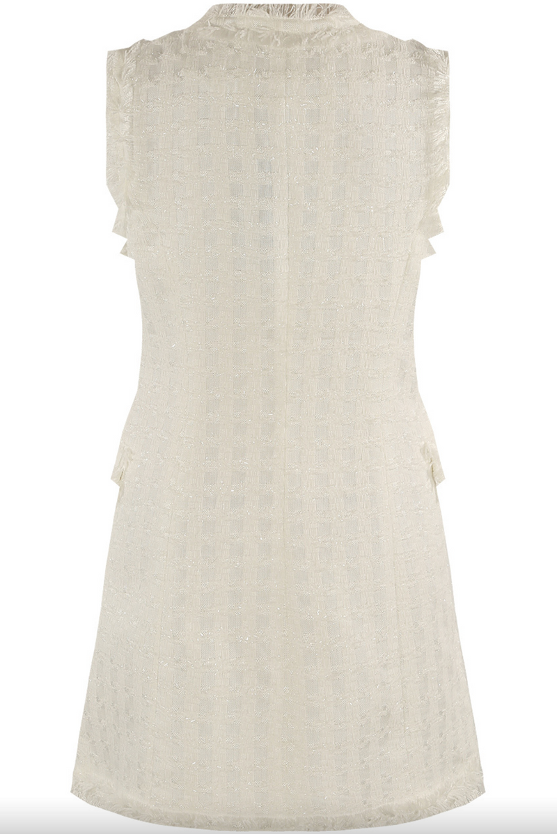 Molly - Premium White Sleeveless Tweed Blazer Dress