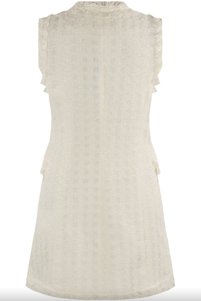 Molly - Premium White Sleeveless Tweed Blazer Dress Miss G Couture Molly - Premium White Sleeveless Tweed Blazer Dress Miss G Couture