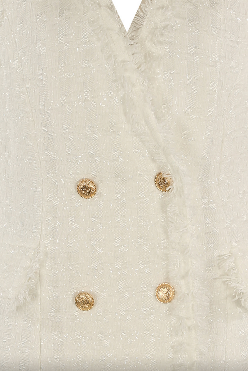 Molly - Premium White Sleeveless Tweed Blazer Dress Miss G Couture Molly - Premium White Sleeveless Tweed Blazer Dress Miss G Couture