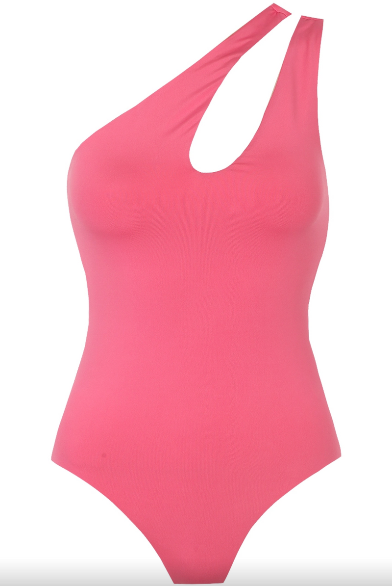 Raven - Hot Pink One Shoulder Cut Out Bodysuit