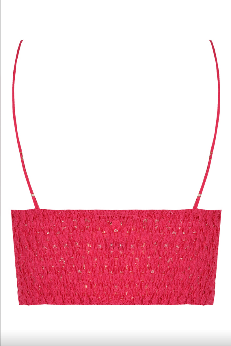 Yvonne - Hot Pink Crochet Crop Top
