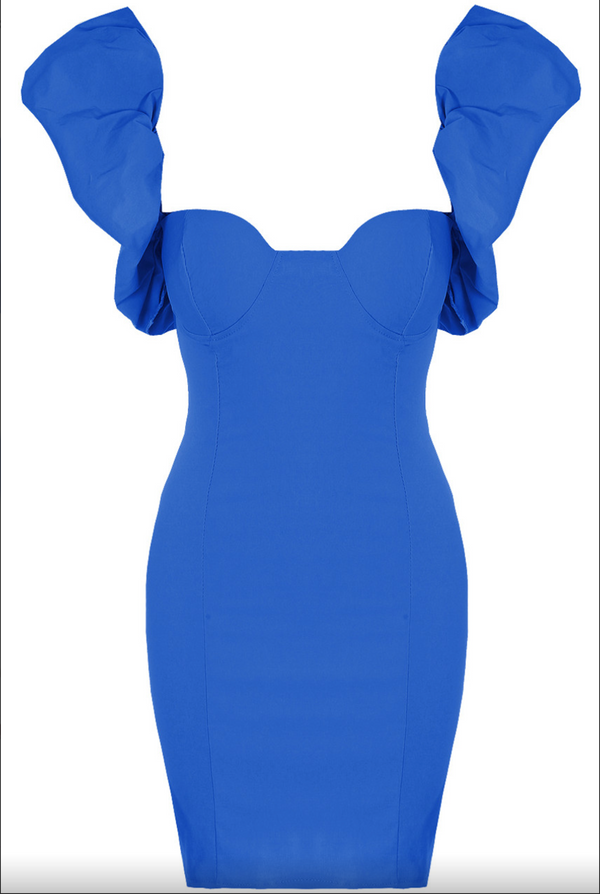 Hazel - Royal Blue  Puff Sleeve Mini Dress