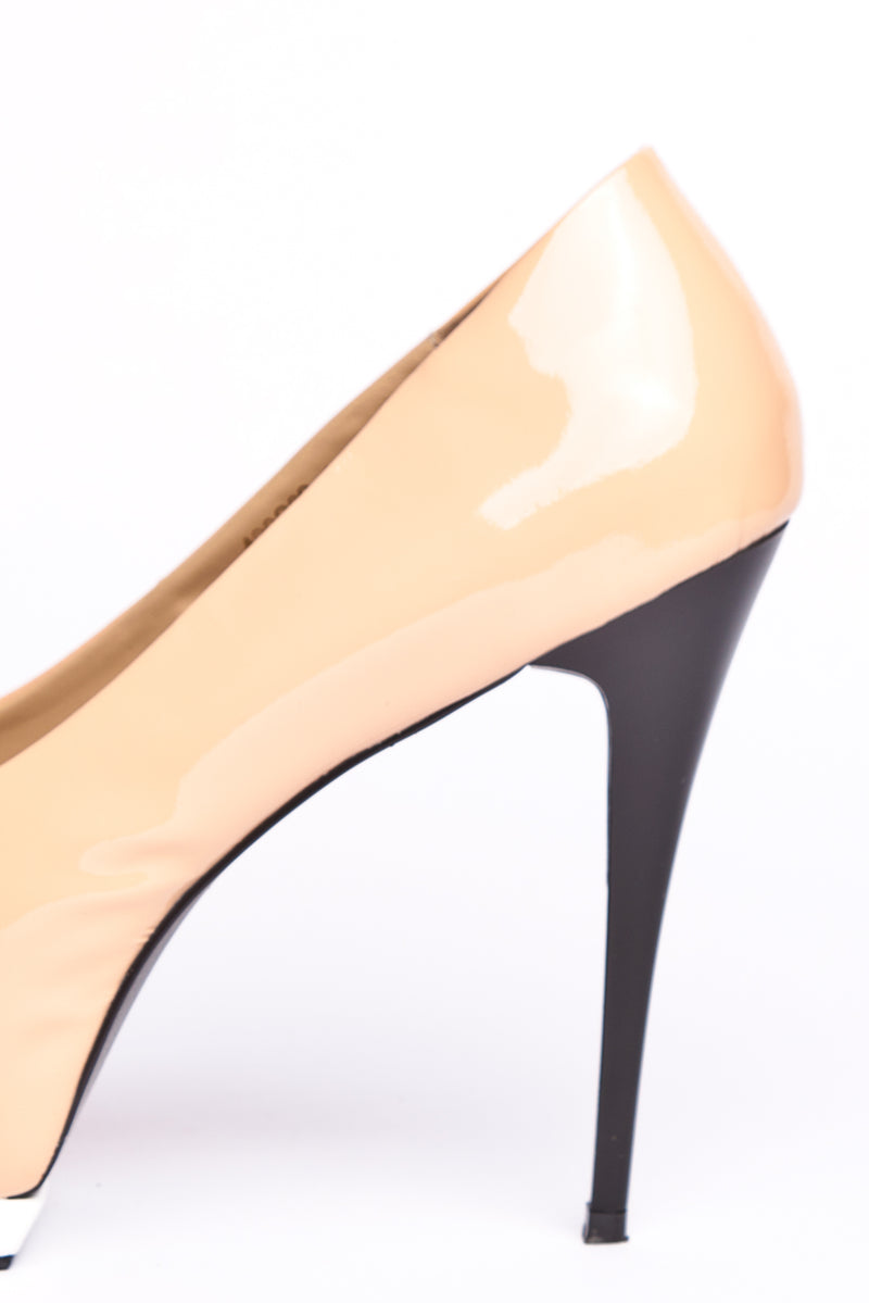 Amelia - Peach Peep Toe Heels