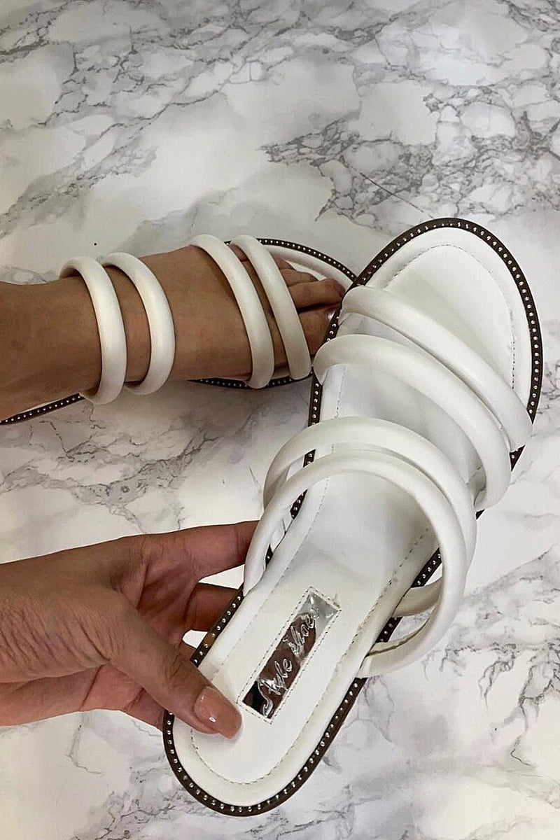 Brea - White Strappy Sandals
