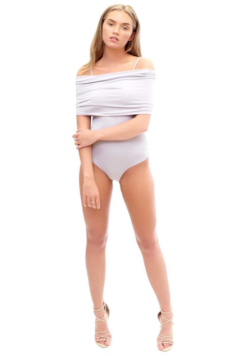 Gabrielle - Silver fold over bodysuit