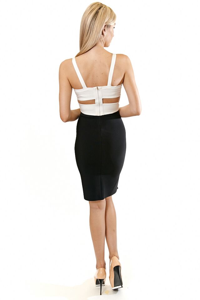 Gina - Black & white bandage twin set