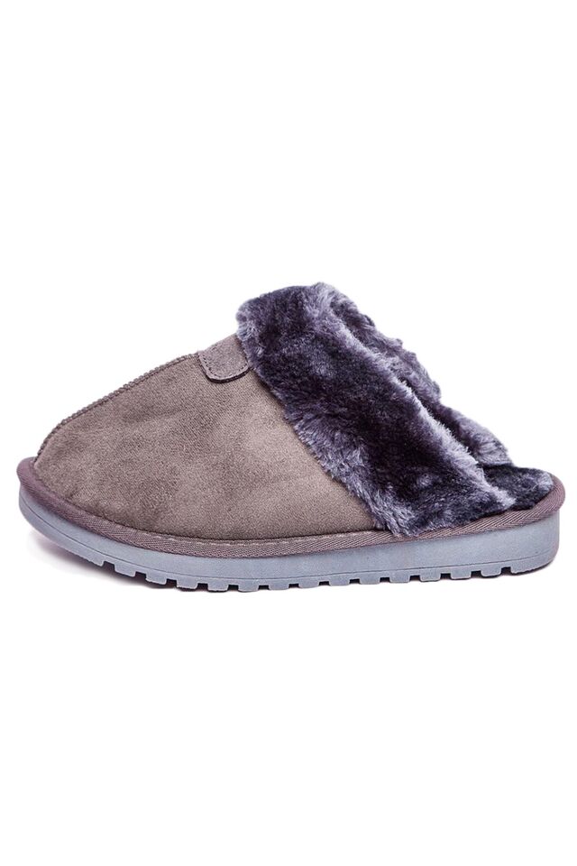 Snuggies - Grey Fluffy Backless Slippers