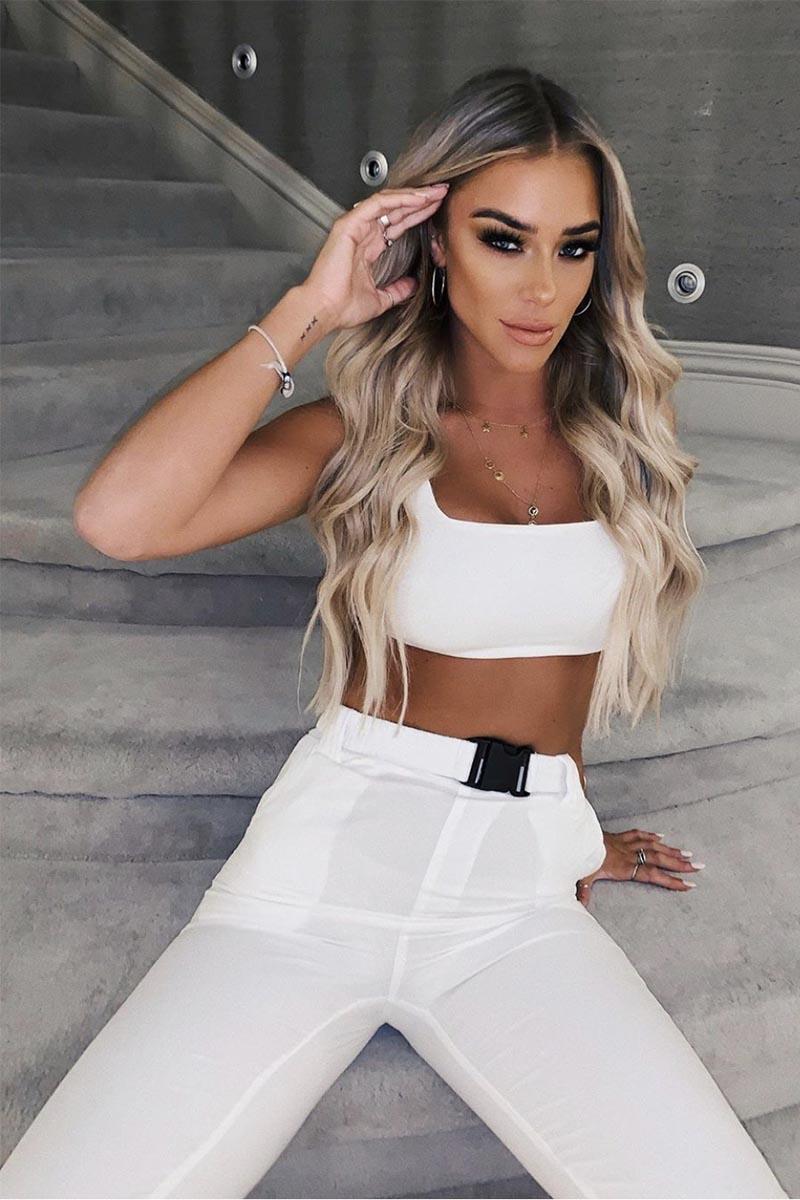Hanna - White Cargo Buckle Trousers Co-ord 