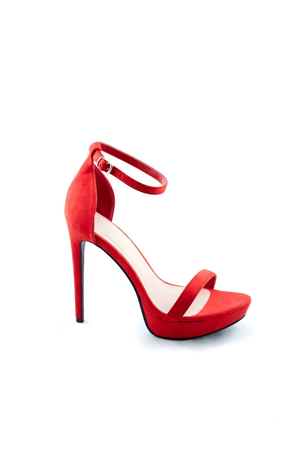 Marney - Red Strappy Barely There Platform Heels 